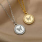 18k Gold Plated Coin Butterfly with CZ Necklace JettsJewelers