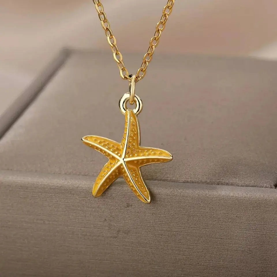 18k Gold Plated Colored Starfish Pendant Necklace JettsJewelers