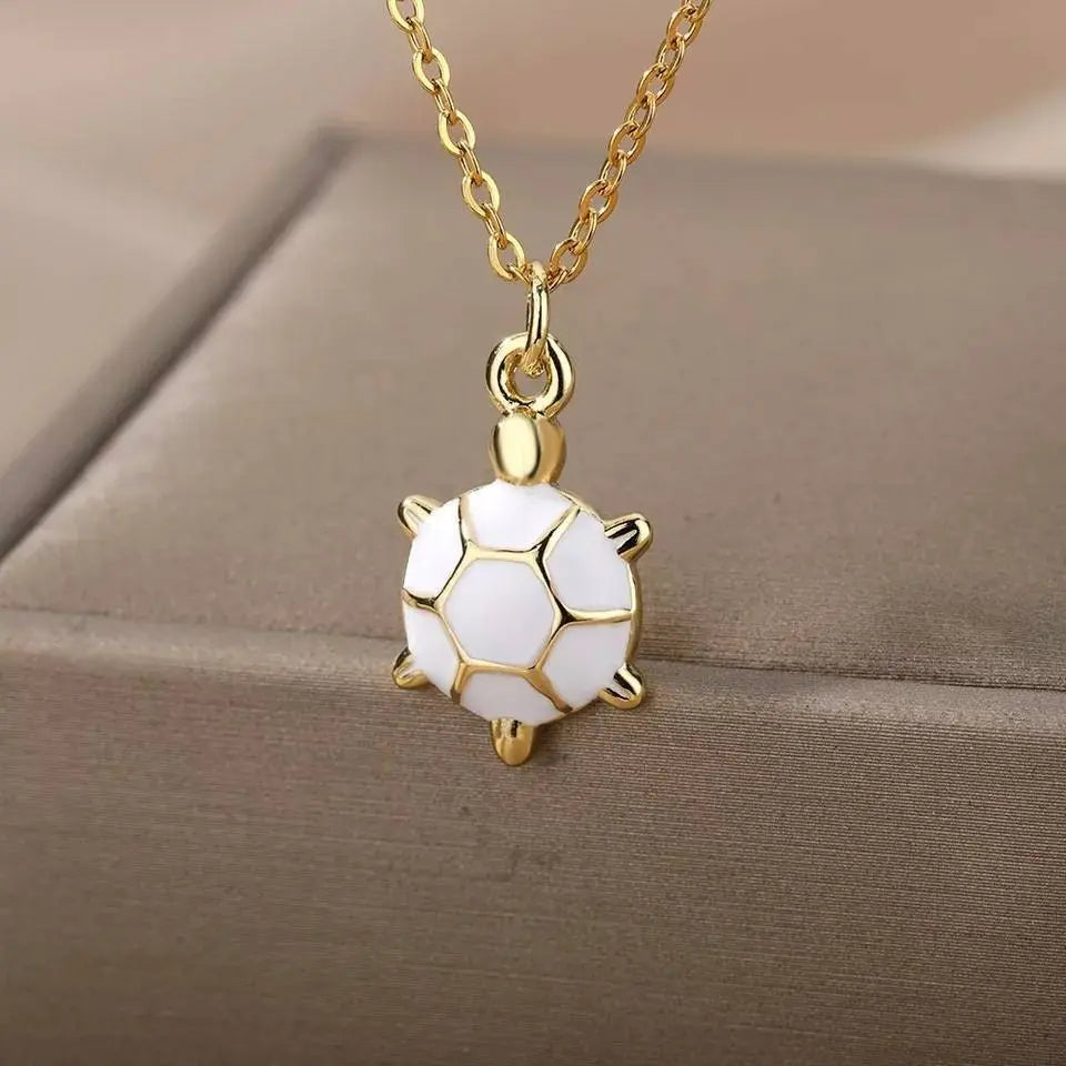 18k Gold Plated Colored Turtle Pendant Necklace JettsJewelers