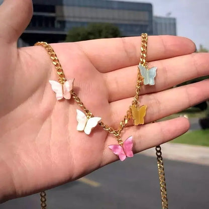 18k Gold Plated Colorful Butterfly Necklace JettsJewelers