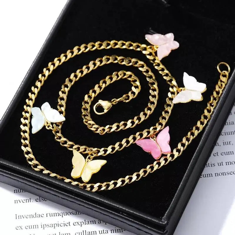 18k Gold Plated Colorful Butterfly Necklace JettsJewelers