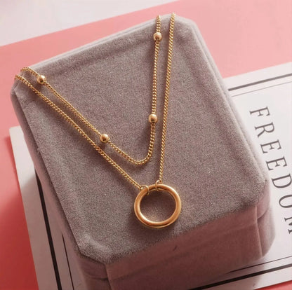 18k Gold Plated Double Layered Bead Loop Necklace JettsJewelers