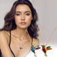 18k Gold Plated Vintage Hummingbird Sapphire Ruby Necklace JettsJewelers