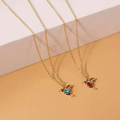 18k Gold Plated Vintage Hummingbird Sapphire Ruby Necklace JettsJewelers