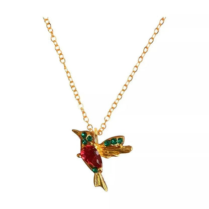 18k Gold Plated Vintage Hummingbird Sapphire Ruby Necklace JettsJewelers