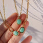 18k Gold Spring Green Amazonite Natural Stone Pendant Necklace (20'' Stainless Steel Chain), Retro Elegant Temperament Style Necklace - JettsJewelers
