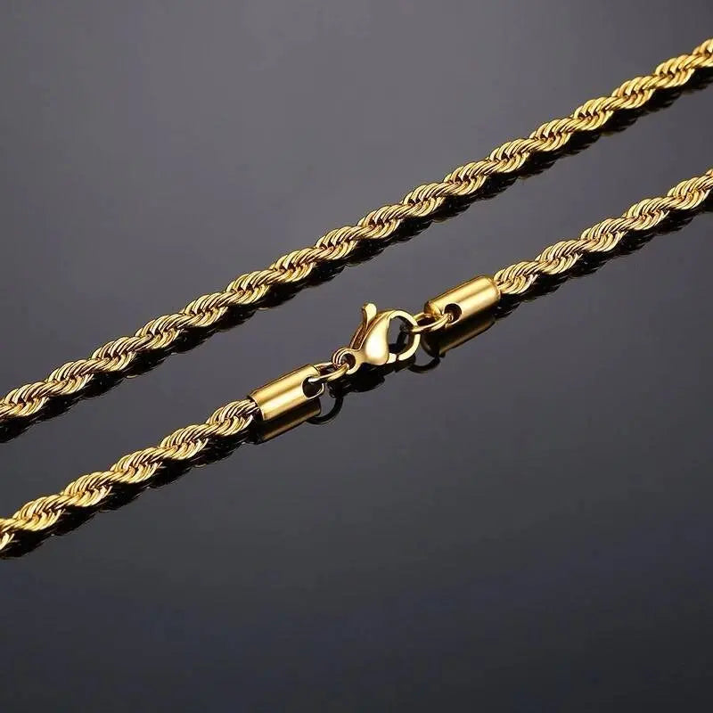 18k Real Gold Plated Rope Chain 2.5mm 5mm Stainless Steel Men Chain Necklace Women Chains Silver JettsJewelers