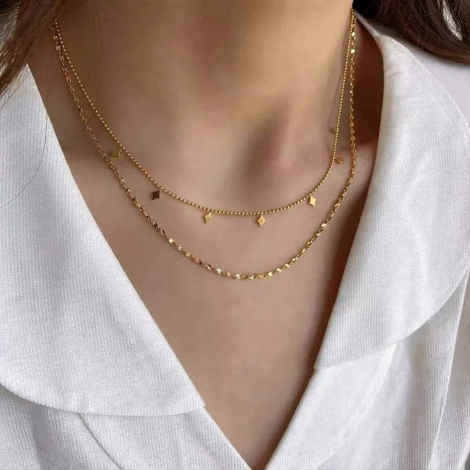 18k Yellow Gold Double Layered Diamond Necklace Choker JettsJewelers