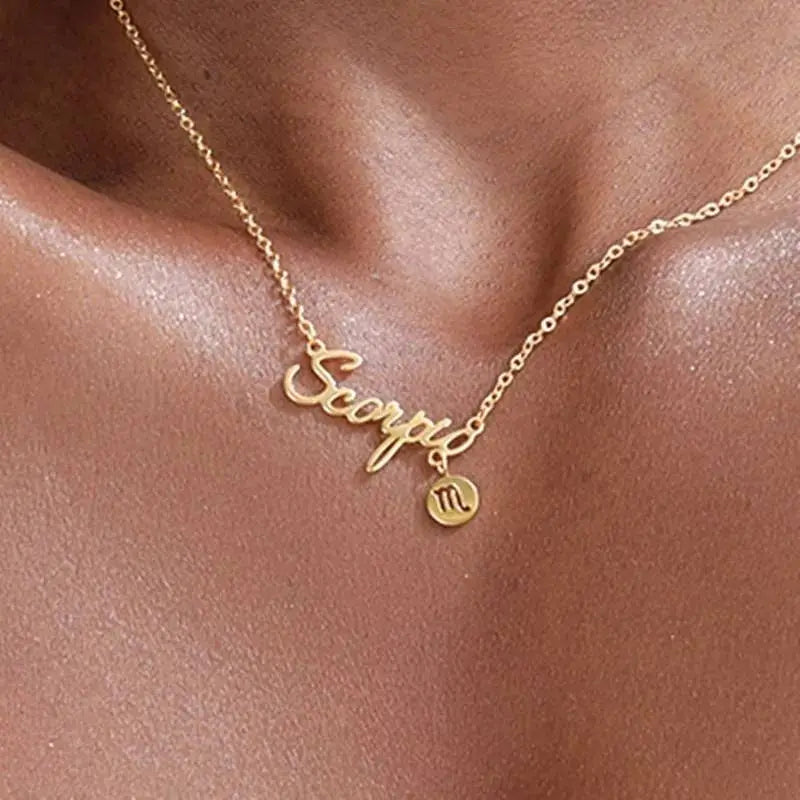 18k Yellow Gold Silver Plated Zodiac Constellation Necklace JettsJewelers