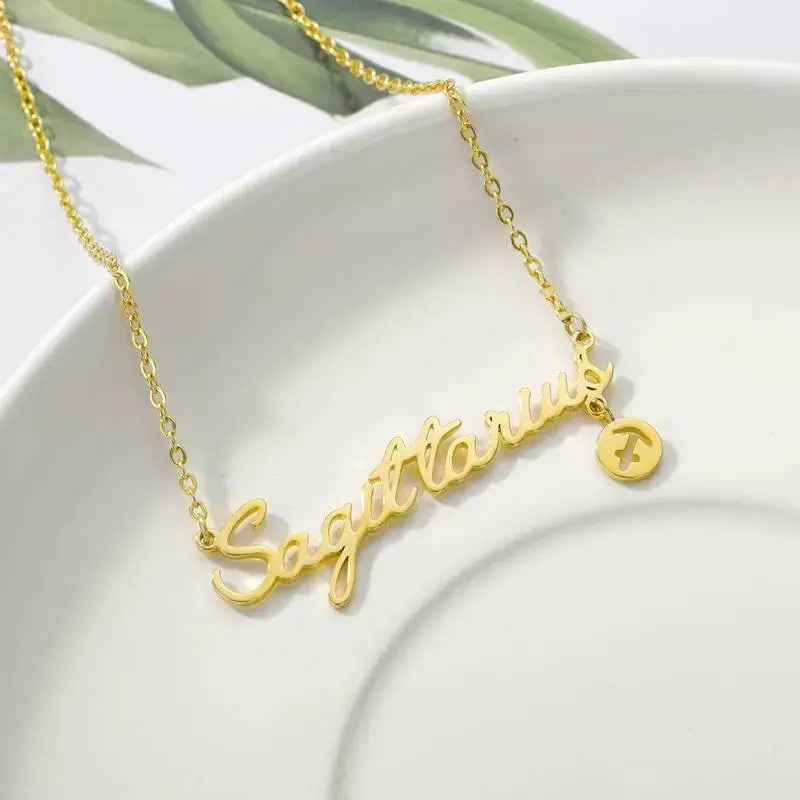 18k Yellow Gold Silver Plated Zodiac Constellation Necklace JettsJewelers