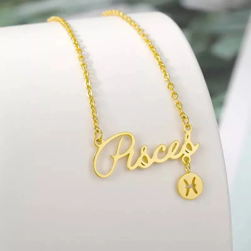 18k Yellow Gold Silver Plated Zodiac Constellation Necklace JettsJewelers