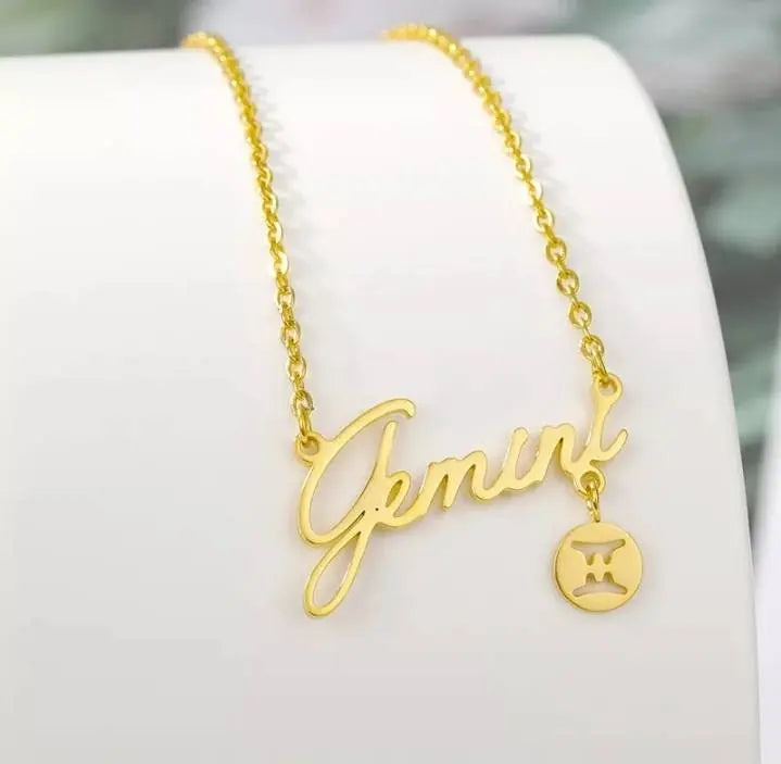 18k Yellow Gold Silver Plated Zodiac Constellation Necklace JettsJewelers