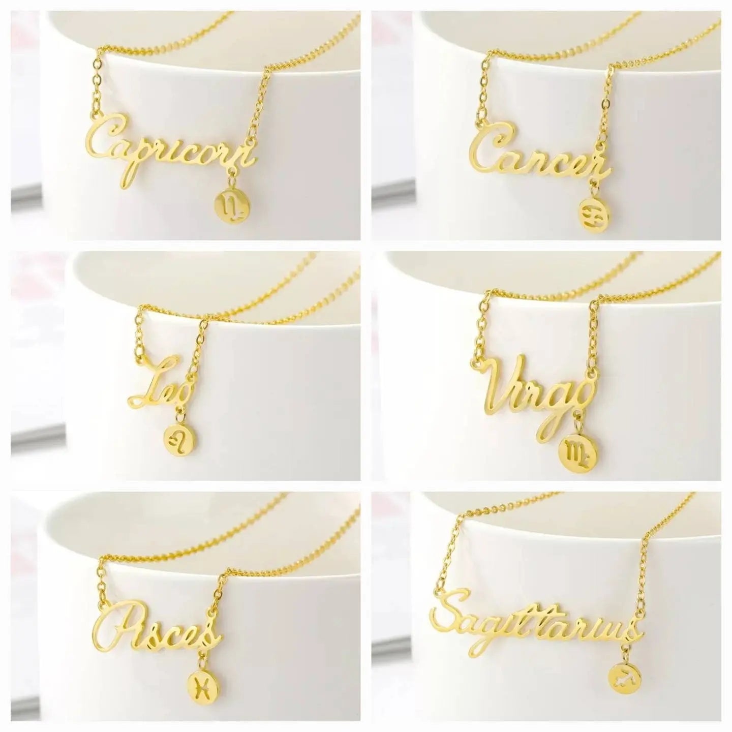 18k Yellow Gold Silver Plated Zodiac Constellation Necklace JettsJewelers