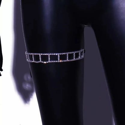 1pc Square Chain Rhinestone Leg Chain Gold and Silver for Women Thigh Chain For Girls Gold Pendant Boho Body Chain for Beach Summer Holiday JettsJewelers