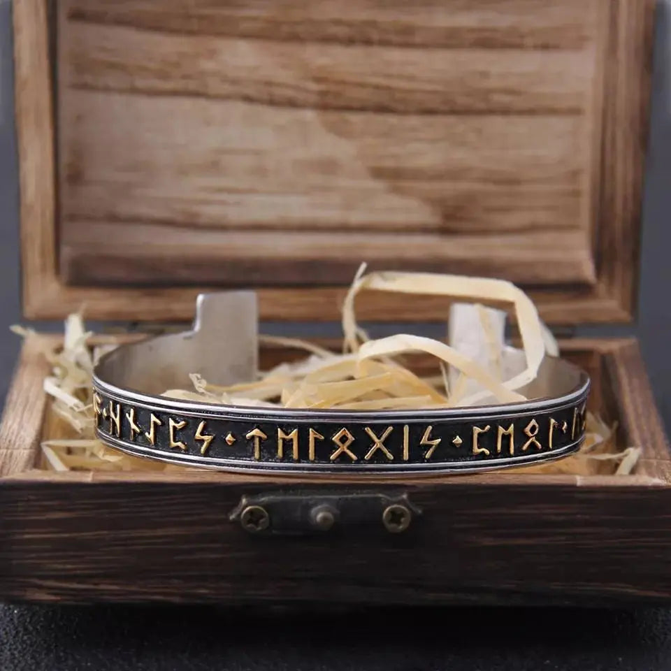 1pc Stainless Steel Mens Handmade Nortic Rune Bangle Cuff JettsJewelers