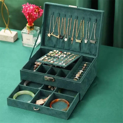 2 Tier Lockable Stackable Storage Jewelry Organizer Velvet - JettsJewelers