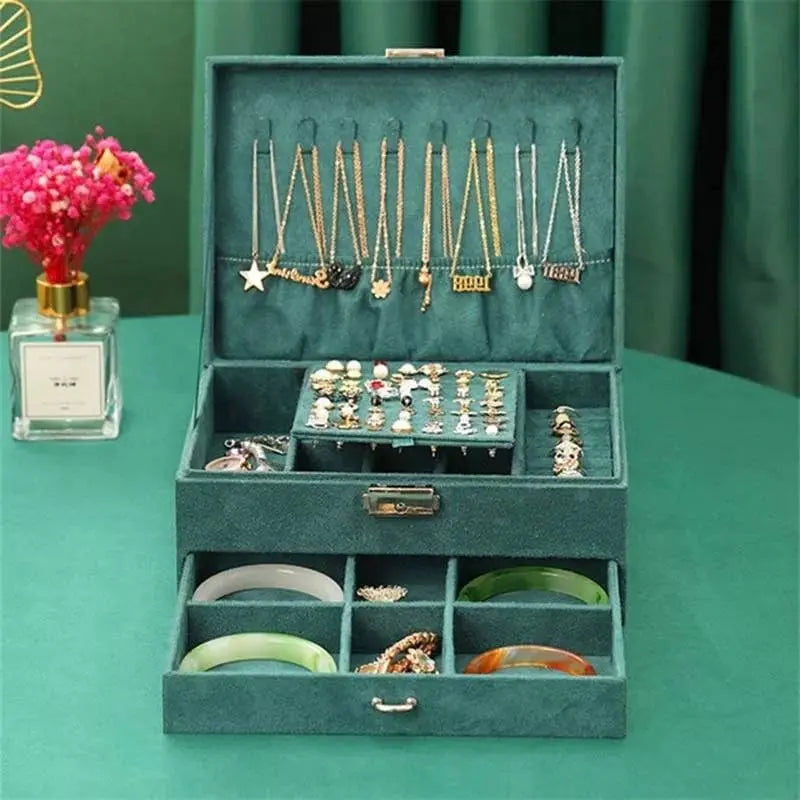 2 Tier Lockable Stackable Storage Jewelry Organizer Velvet - JettsJewelers