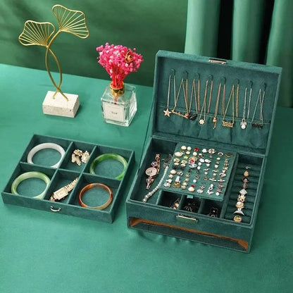 2 Tier Lockable Stackable Storage Jewelry Organizer Velvet - JettsJewelers