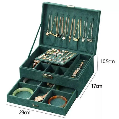 2 Tier Lockable Stackable Storage Jewelry Organizer Velvet - JettsJewelers
