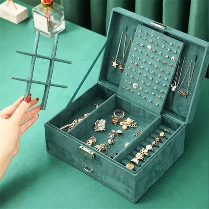 2 Tier Lockable Stackable Storage Jewelry Organizer Velvet - JettsJewelers