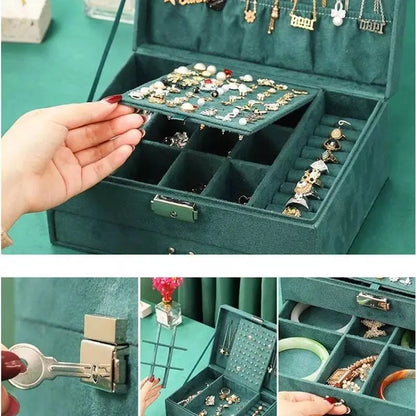 2 Tier Lockable Stackable Storage Jewelry Organizer Velvet - JettsJewelers