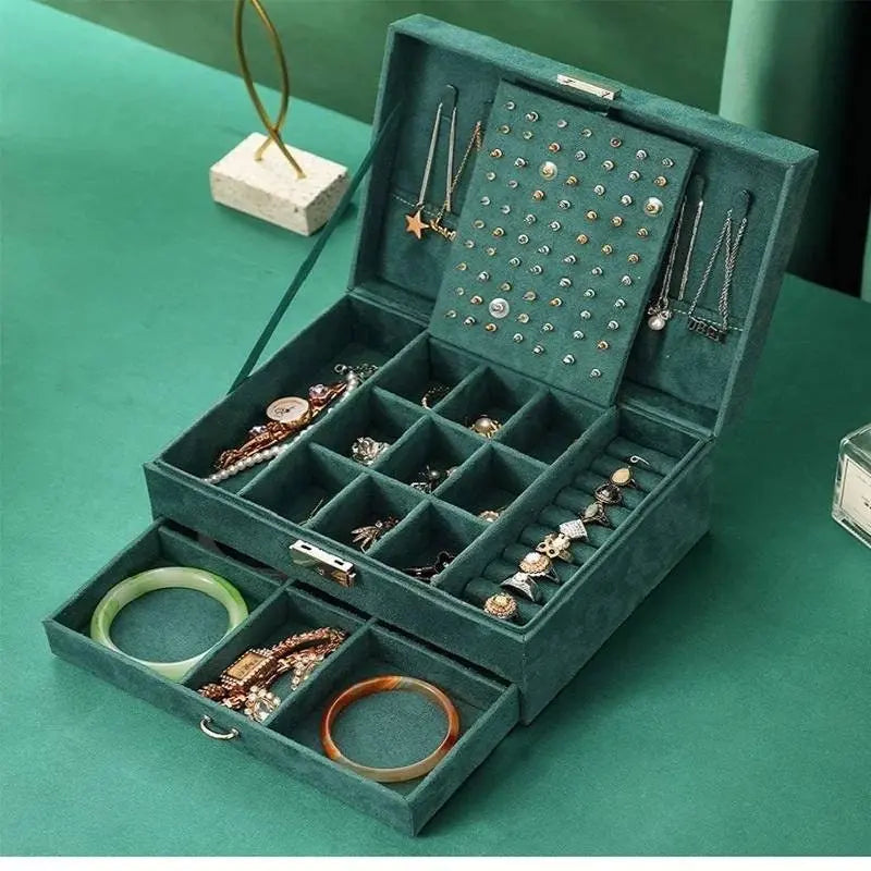 2 Tier Lockable Stackable Storage Jewelry Organizer Velvet - JettsJewelers