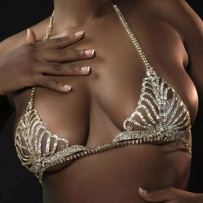2 pc Bra Bikini Set Crystal Tassel Body Chains Belly Dance Skirts Rhinestones Sexy Bikini Summer Beach Hip Waist Beachwear - JettsJewelers