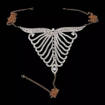 2 pc Bra Bikini Set Crystal Tassel Body Chains Belly Dance Skirts Rhinestones Sexy Bikini Summer Beach Hip Waist Beachwear - JettsJewelers