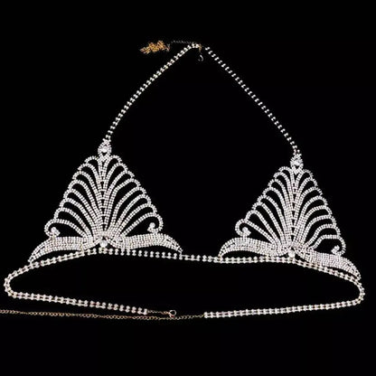 2 pc Bra Bikini Set Crystal Tassel Body Chains Belly Dance Skirts Rhinestones Sexy Bikini Summer Beach Hip Waist Beachwear - JettsJewelers
