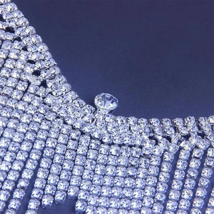 2 pc Bra Bikini Set Crystal Tassel Body Chains Belly Dance Skirts Rhinestones Sexy Bikini Summer Beach Hip Waist Chain Nightclub Jewelry - JettsJewelers