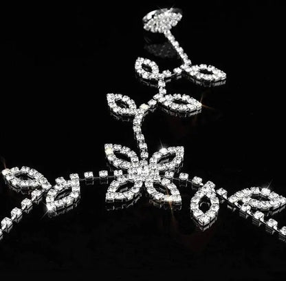 2 pc Womens Adjustable Chain Barefoot Sandals Beach Wedding Jewelry Anklet with Rhinestone Toe Ring Leaf Bridal Toe JettsJewelers