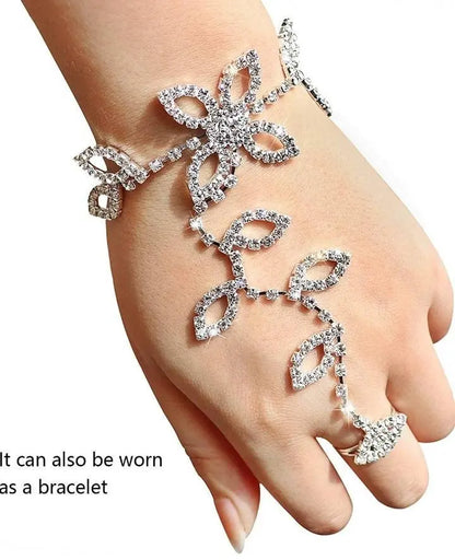 2 pc Womens Adjustable Chain Barefoot Sandals Beach Wedding Jewelry Anklet with Rhinestone Toe Ring Leaf Bridal Toe JettsJewelers