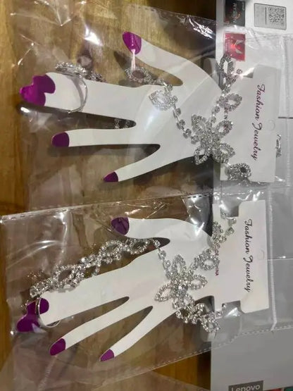2 pc Womens Adjustable Chain Barefoot Sandals Beach Wedding Jewelry Anklet with Rhinestone Toe Ring Leaf Bridal Toe JettsJewelers
