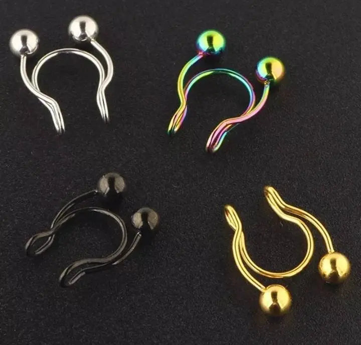 20G 5 Pcs Fake Nose Rings Hoop Clip-on Stainless Steel Septum Jewelry Non Piercing Cartilage Earring Lip Rings Faux Nose Ring Piercing - JettsJewelers