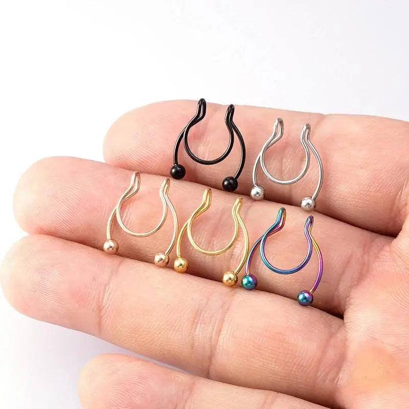 Clear Flexible Fake Nose Ring for Non-Piercing