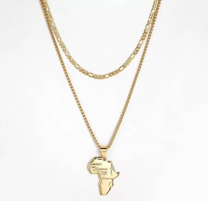 FaithHeart African Map Pendant Necklace Stainless Steel Hip Hop Jewelry for  Men Women - Walmart.com