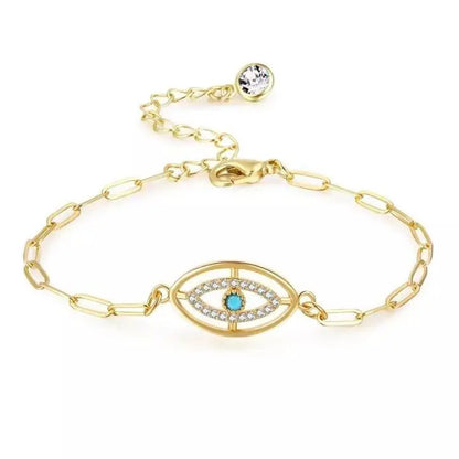 2pc Evil Eye Necklaces and Bracelet 14K, Gold Plated Dainty Chocker Necklace Delicate Jewelry Gift for Women - JettsJewelers