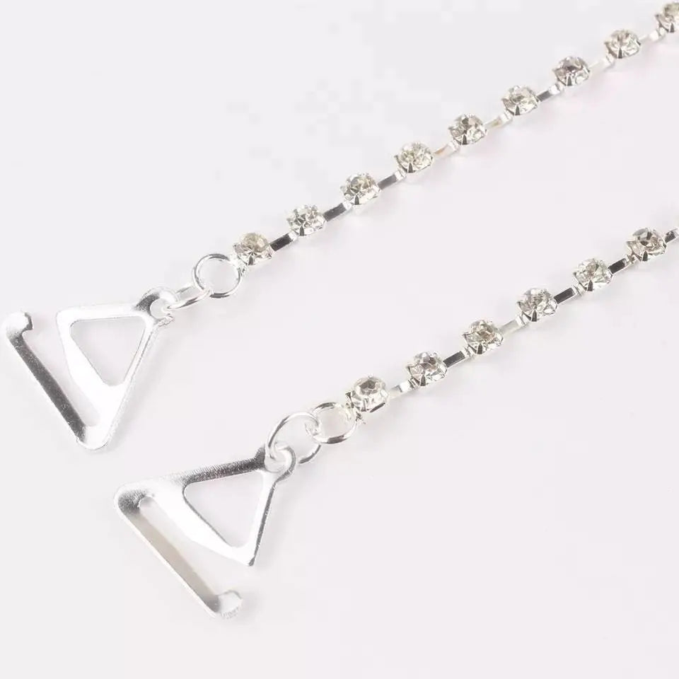 2pc Silver Shoulder Strap Rhinestones Body Chain for Women Bohemian Shoulder Chain Necklace Jewelry for Party Wedding Summer Beach JettsJewelers
