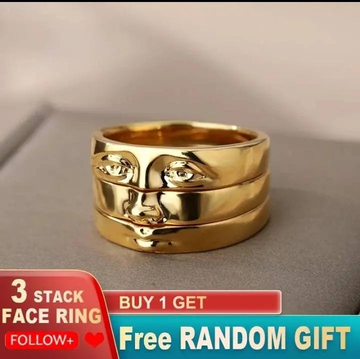 3 Pieces Face Gold Silver Stackable Enternity Ring Rose Gold Silver Plated Stainless Steel JettsJewelers