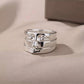 3 Pieces Face Gold Silver Stackable Enternity Ring Rose Gold Silver Plated Stainless Steel JettsJewelers