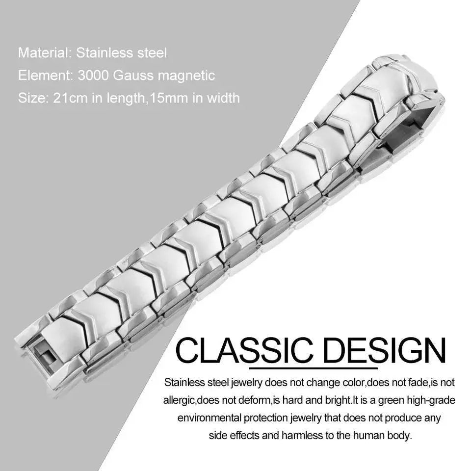 316L Stainless Steel Therapy Link Bracelet for Men And Women, Pain Relief for Arthritis and Carpal Tunnel - Magnetic Bracelets JettsJewelers