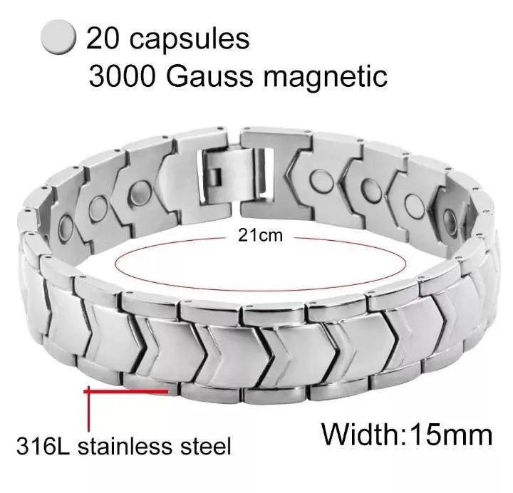 316L Stainless Steel Therapy Link Bracelet for Men And Women, Pain Relief for Arthritis and Carpal Tunnel - Magnetic Bracelets JettsJewelers