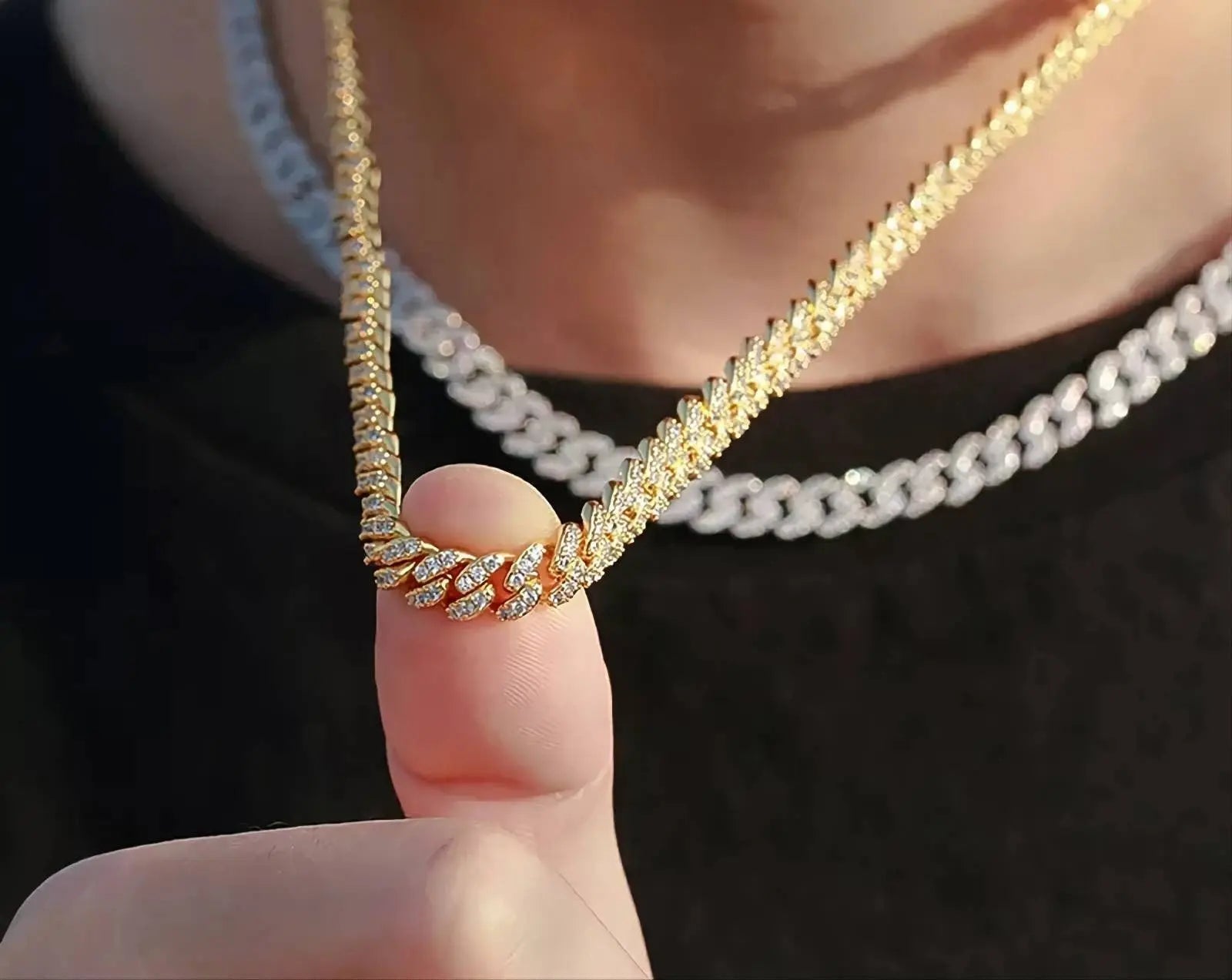 6/8mm Iced Out Chain Cuban Link Diamond Chain Necklace 18k Gold/White/Rose Gold Plated Miami Bling Drip Chains and Bracelets Rappers Choker JettsJewelers