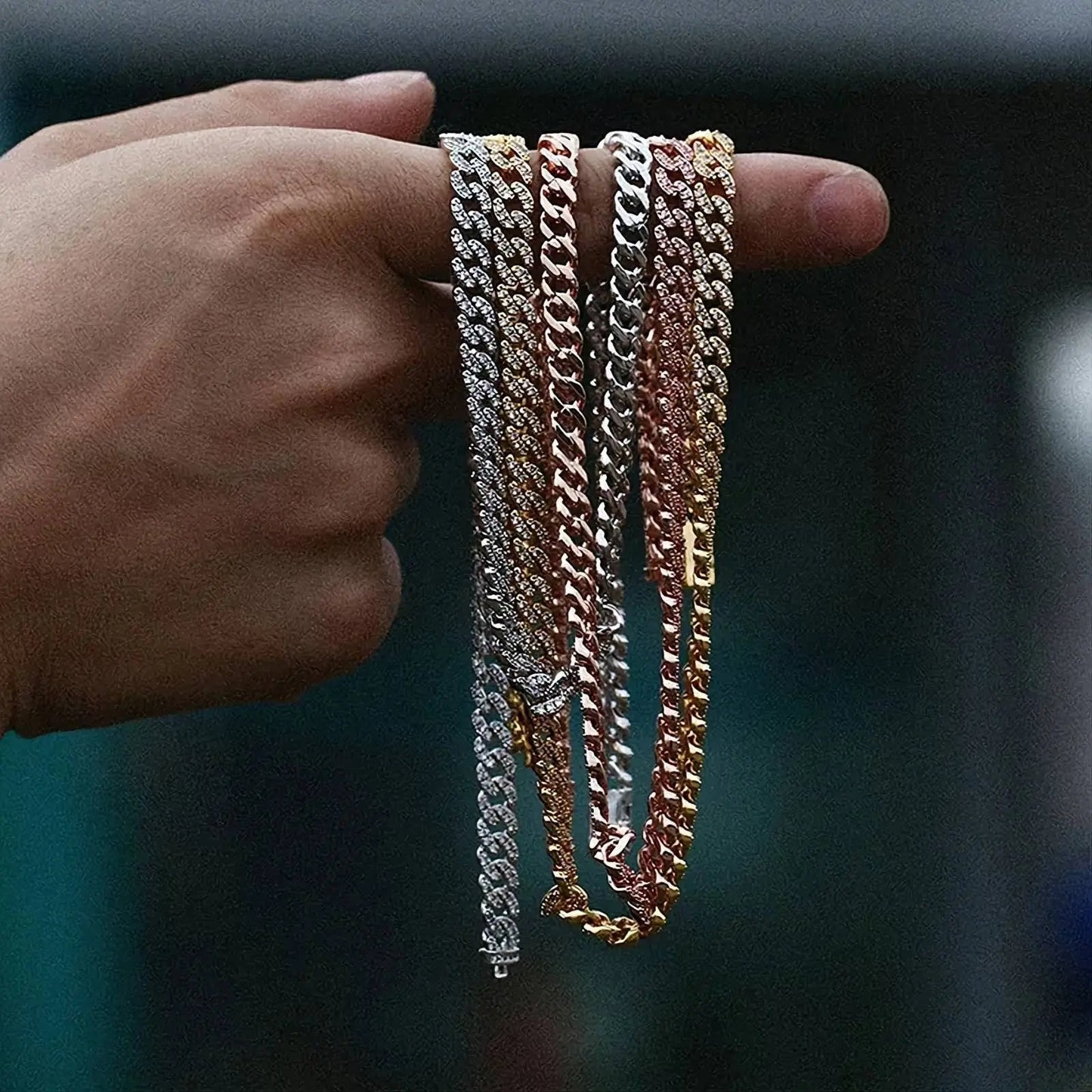 6/8mm Iced Out Chain Cuban Link Diamond Chain Necklace 18k Gold/White/Rose Gold Plated Miami Bling Drip Chains and Bracelets Rappers Choker JettsJewelers