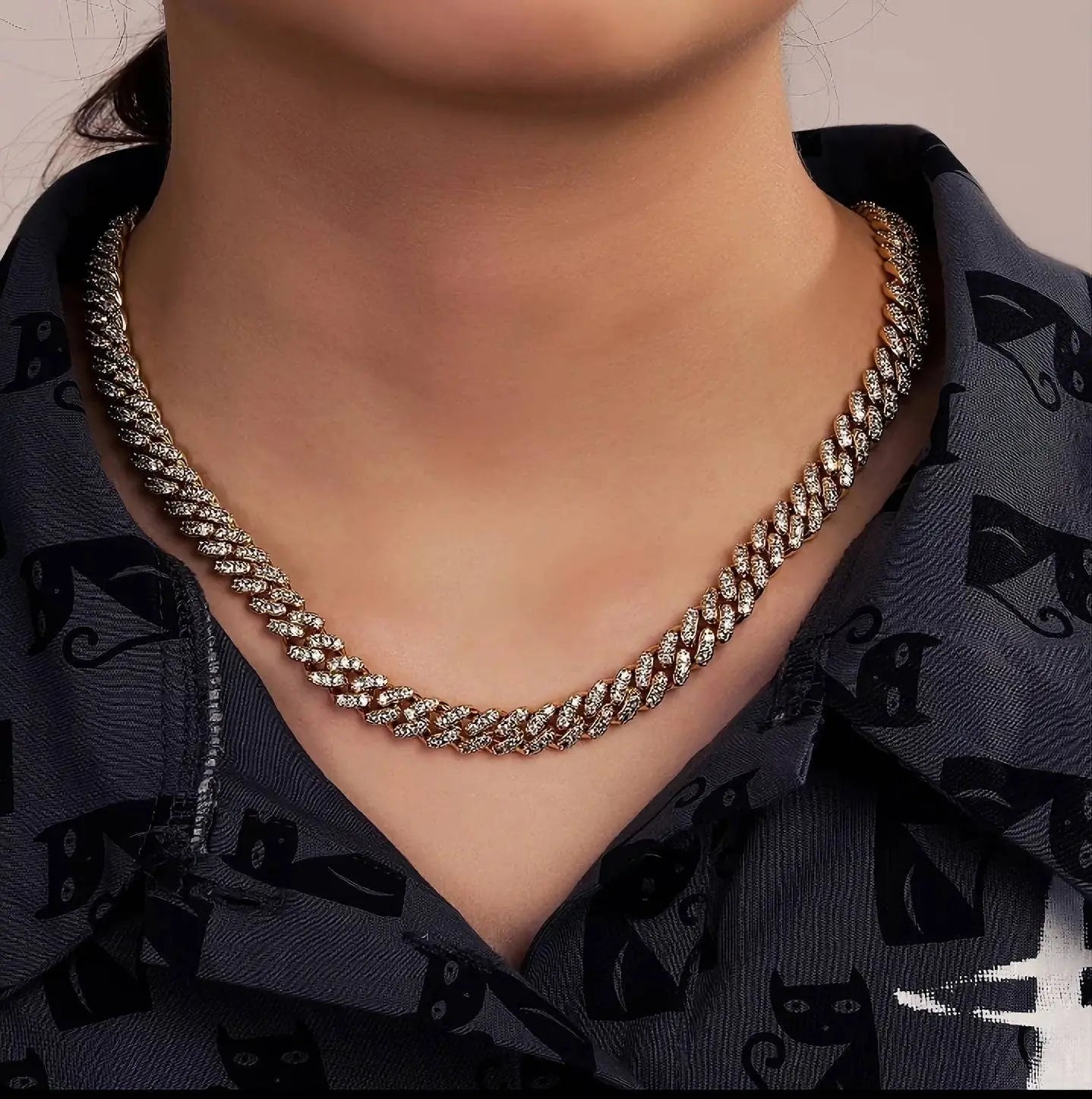 6/8mm Iced Out Chain Cuban Link Diamond Chain Necklace 18k Gold/White/Rose Gold Plated Miami Bling Drip Chains and Bracelets Rappers Choker JettsJewelers