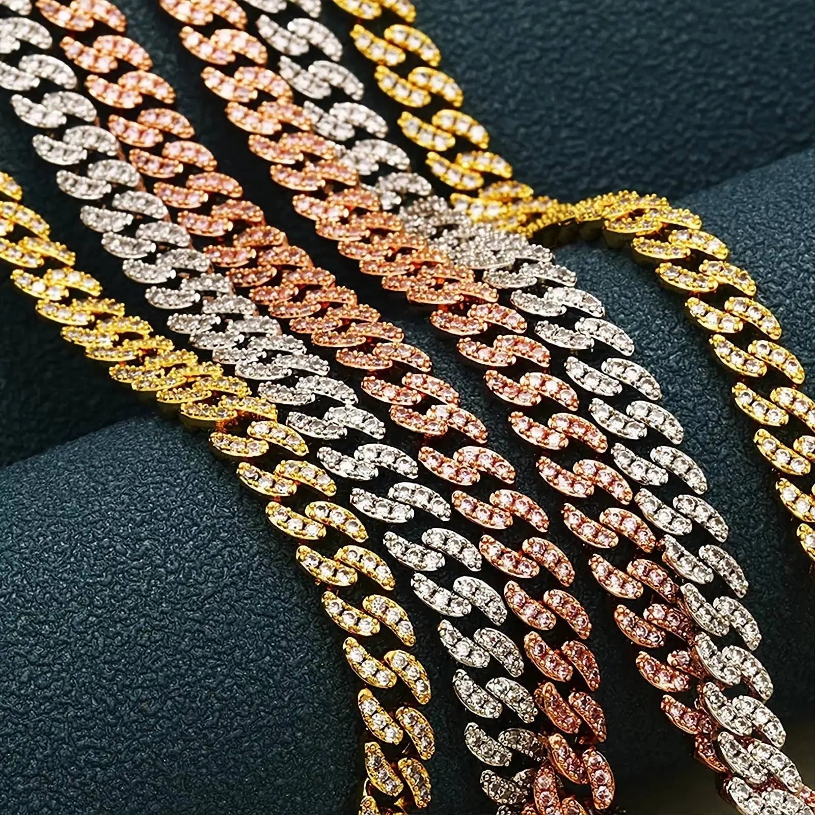 6/8mm Iced Out Chain Cuban Link Diamond Chain Necklace 18k Gold/White/Rose Gold Plated Miami Bling Drip Chains and Bracelets Rappers Choker JettsJewelers