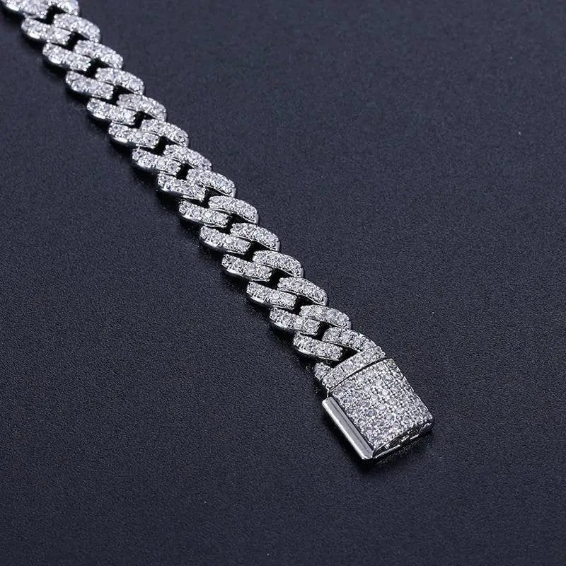 925 Sterling Silver 6mm Moissanite Chain Cuban Link Diamond Chain Bracelet 18k Platinum Plated Miami Bling Drip Chains and Bracelets JettsJewelers