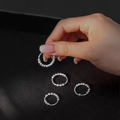 925 Sterling Silver Anti Anxiety Ring for Women Men Fidget Rings for Anxiety Anxiety Ring with Beads Spinner Ring for Anxiety Spinning Ring JettsJewelers