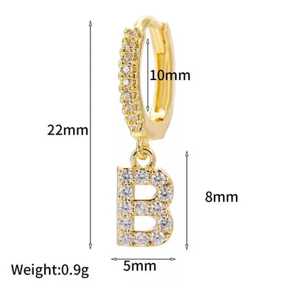 925 Sterling Silver Post 14K Gold Plated Dainty Cute Hypoallergenic Small Dangle Hoop Cubic Zirconia Initial Earrings Jewelry Gift for Women