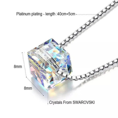 925 Sterling Silver Swarovski Crystals Transparent Chain Necklace for Women JettsJewelers